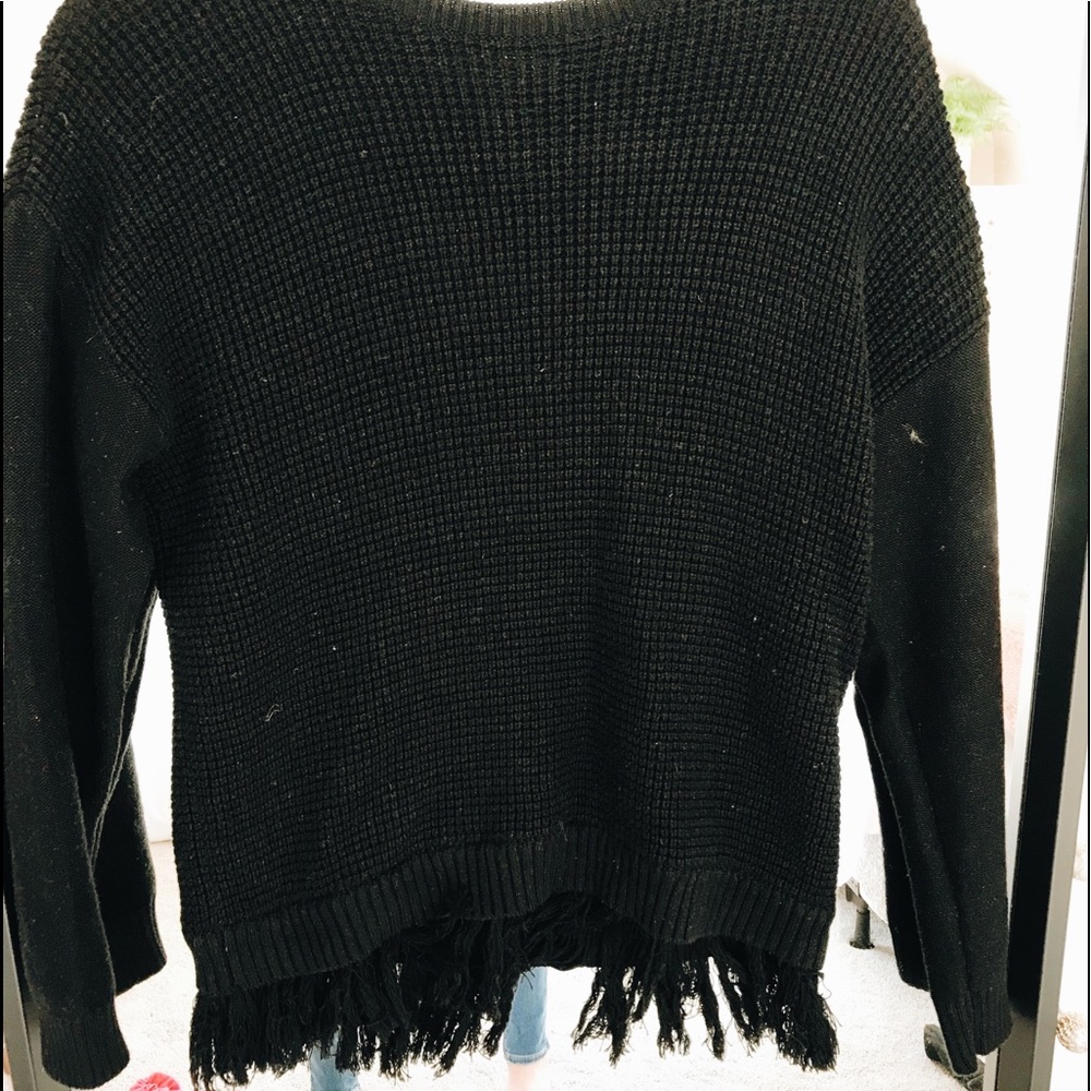 Michael Kors women’s black ribbed tassel sweater
